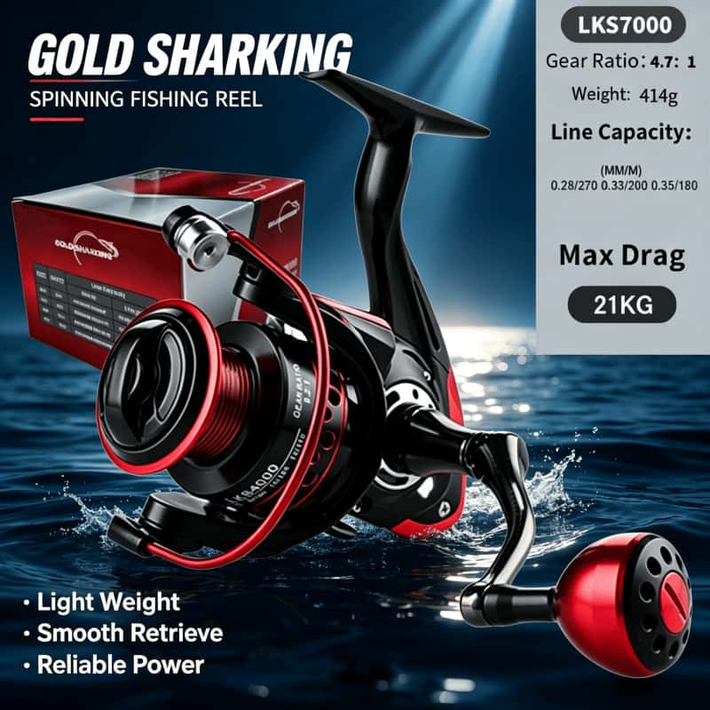 ゴールドシャーキング-スピニングリール、金属製超軽量釣りリー - Abu Garcia Reel Max のレビューと価格